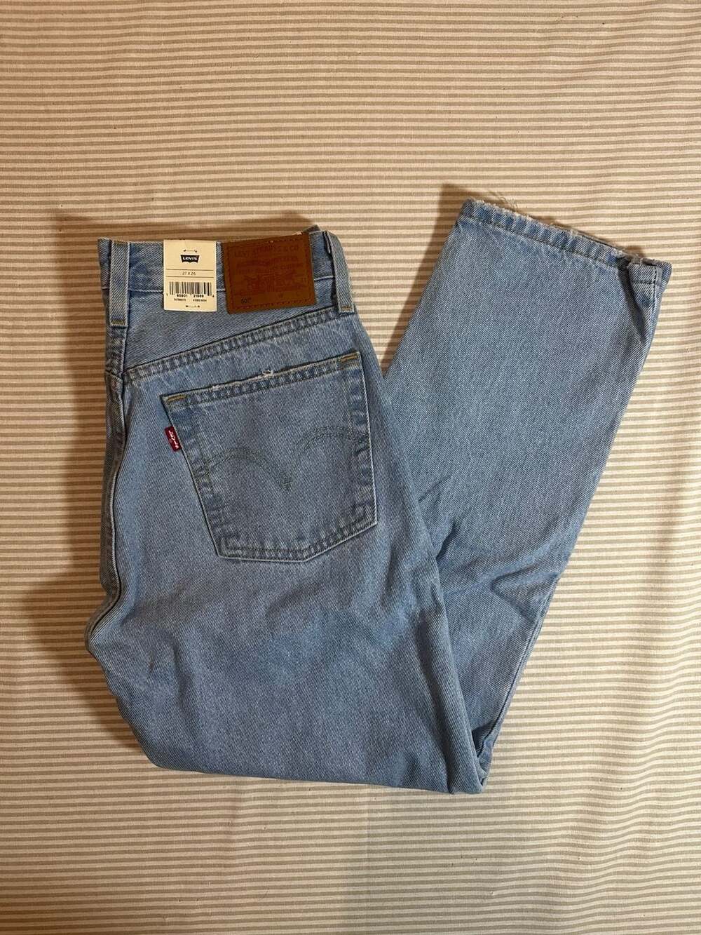 Levi's 501 Original Cropped Distressed Jeans Light Wash Size 27x26